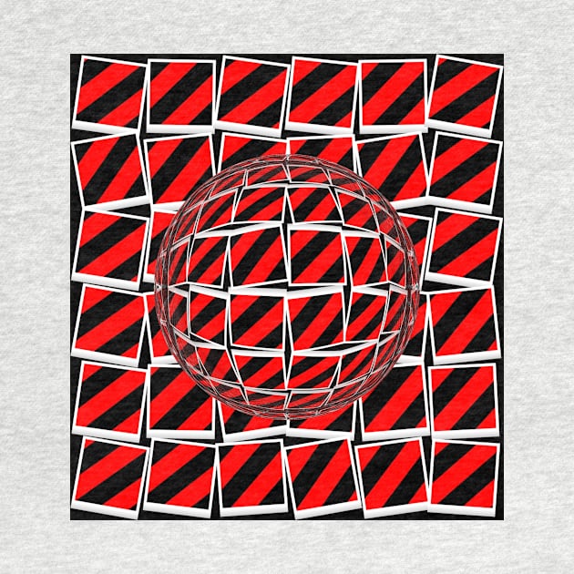 Red and black 3D design in the style of David Hockney with GLASS SPHERE by mister-john